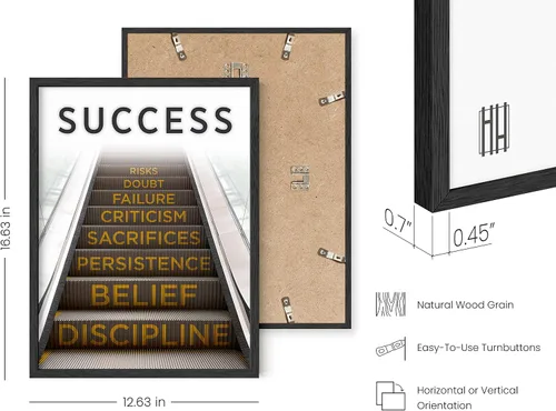 Miniatura 3 de HAUS AND HUES Arte de pared de éxito, carteles inspiradores enmarcados, arte de pared motivacional para oficina, impresión inspiradora, arte