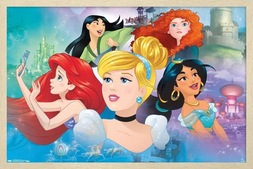 Miniatura 15 de Trends International Disney Princess - Póster de pared de Gaze, 14.72 x 22.37 pulgadas, versión enmarcada de madera de granero