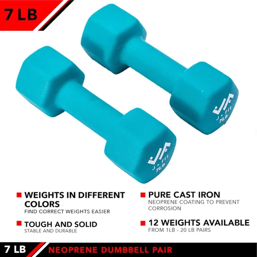 Miniatura 4 de JFIT Dumbbell Pairs or Sets – Neoprene & Vinyl Coated Hand Weights for Home Gym, Strength Training, Aerobics, Cardio Exercise and Fitness
