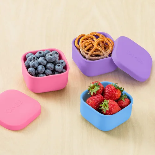 Miniatura 3 de Omie Caja de silicona a prueba de fugas para aperitivos, contenedores de almacenamiento de alimentos con tapa, contenedor Bento para almuerzo Rosa