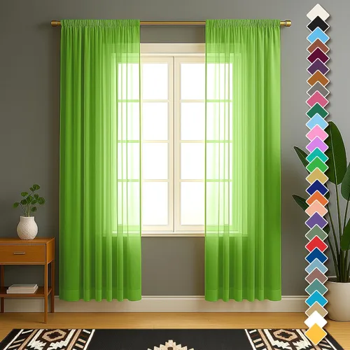 Miniatura 13 de YHSF Cortinas traslúcidas – Juego de 2 paneles para decoración del hogar – Elegantes cortinas de gasa sólida con bolsillo para barra