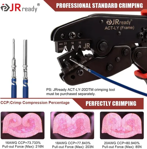Miniatura 4 de JRready Kit de conectores Deutsch Serie DTM, 2 3 4 6 8 12 pines conectores DTM impermeables grises, herramienta de crimpado Deutsch ACT-LY-20DTM