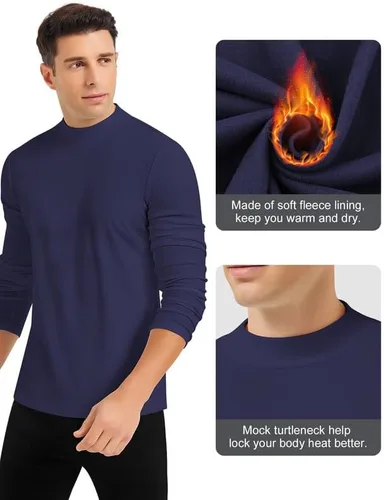 Miniatura 4 de SIMIYA Camisas de manga larga con cuello alto falso para hombre, suéter térmico ajustado y ajustado