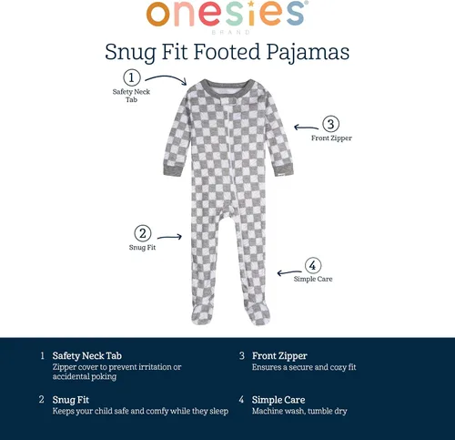Miniatura 5 de Onesies Brand Unisex Baby 4-pack Sleep 'N Play Footies Multi Pack