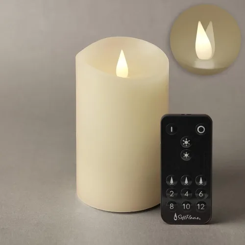 Miniatura 14 de Velas LED sin llama con control remoto, 3 x 5.1 pulgadas, llama móvil parpadeante 3D, velas que funcionan con pilas en carcasa de cera real para uso