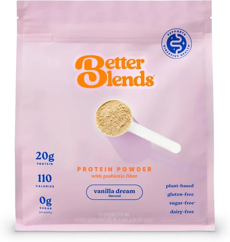 Proteína en polvo amigable con el intestino para estómagos sensibles, bajo FODMAP, 0.71 onzas de proteína vegana de guisantes y arroz con fibra