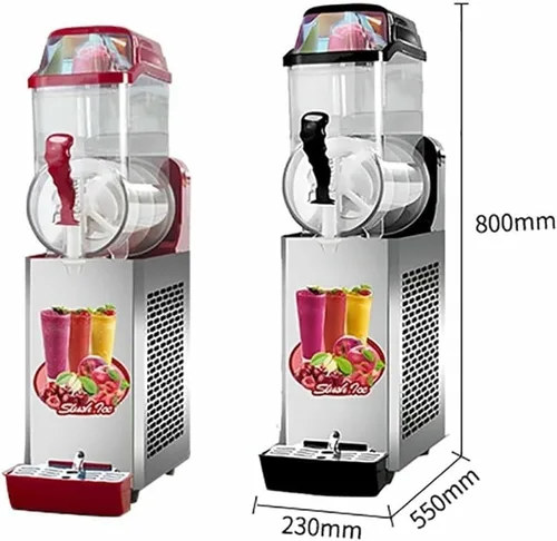 Miniatura 6 de Máquina para hacer hielo en granizado de 12/24/36L, máquina comercial para hacer jugos granizados, máquina de bebidas congeladas de batido de Rojo