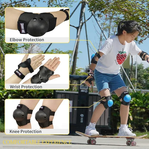 Miniatura 2 de Rodilleras para niños y jóvenes, coderas, muñequeras, juego de protección 3 en 1, para niños de 3 a 15 años, patines, ciclismo, patinaje en línea