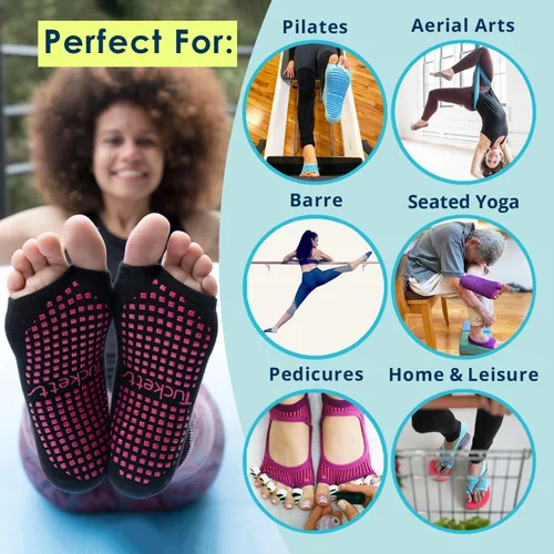 Miniatura 6 de Tucketts Calcetines antideslizantes sin dedos de bailarina - Barre, pilates, baile, hogar y ocio - Talla 5-9 - 1 par