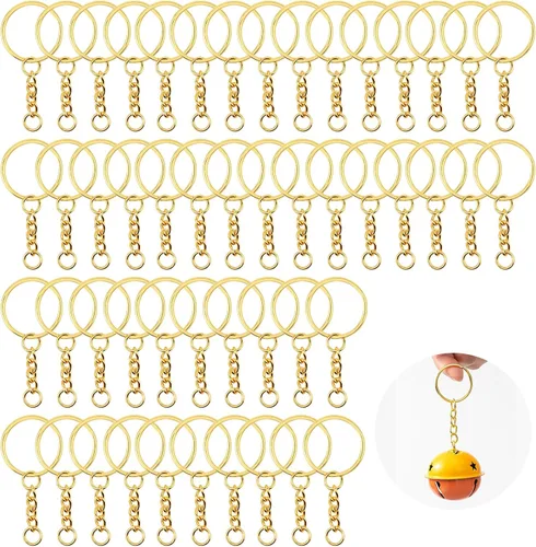 Miniatura 9 de Llavero con cadena, 50 llaveros con cadena y salto abierto, piezas de llavero de metal de 1 pulgada para resina, suministros de manualidades