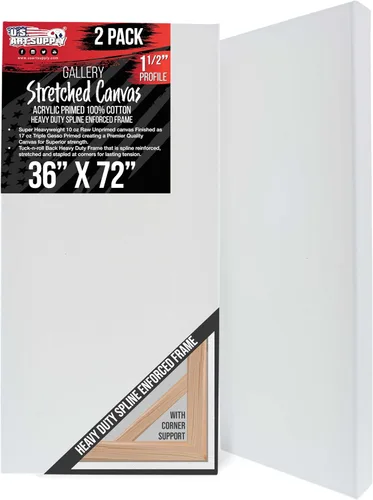 Miniatura 22 de U.S. Art Supply Lienzo estirado mediano para pintar de 12 x 48 pulgadas, profundidad de galería de 1-1/2 pulgadas de grosor, paquete de 2 – triple