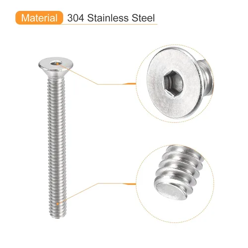 Miniatura 4 de Uxcell tornillos de cabeza avellanada plana #8-32x1-1/2, 10 unidades de tornillos de cabeza plana con rosca completa de acero inoxidable 304