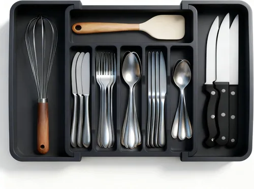 Miniatura 2 de Bandeja Grande Expandible para Cubiertos para Organizador de Cajón, Organizador de Cajón de Utensilios de Cocina para Cucharas Tenedores Cuchillos