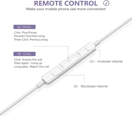 Miniatura 2 de Paquete de 2 auriculares con cable para iPhone, auriculares con cable, micrófono integrado y control de volumen compatibles con iPhone