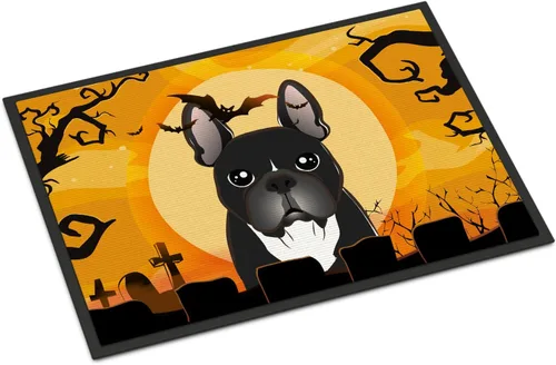 Caroline's Treasures BB1785MAT - Tapete de Halloween con diseño de bulldog francés de 18 x 27 pulgadas, para interiores y exteriores, para entrada,