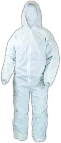 Miniatura 3 de MAGID EconoWear Lite N Kool Plus SMS - Overol de tela con capucha, desechable, puño elástico, blanco, XL (caja de 25), Blanco
