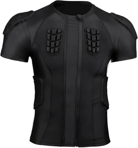 Miniatura 9 de TUOY - Camiseta acolchada de compresión para hombres, protector de pecho y costillas para fútbol, paintball, béisbol