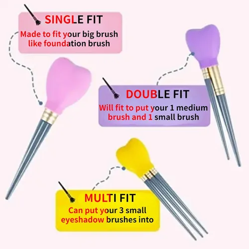 Miniatura 4 de Paquete de 15 brochas de maquillaje reutilizables, fundas de silicona, protector de cepillo cosmético, juego de brochas para sombra de ojos