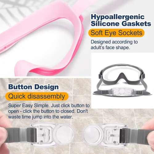 Miniatura 4 de Braylin Gafas de natación para adultos, paquete de 2 gafas de natación de visión amplia para hombres, mujeres, jóvenes, adolescentes, antivaho y más