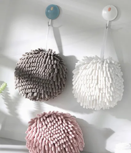 Miniatura 7 de Juego de 3 toallas de mano de felpilla con bucles para colgar, toallas de mano colgantes para baño o cocina, de secado rápido, toalla de baño