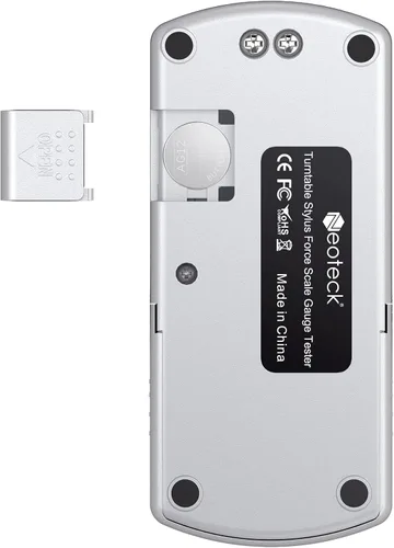 Miniatura 8 de Neoteck balanza digital para aguja de tocadiscos, calibrado de 0.01g, retroiluminación LCD azul para cartucho fono del brazo Plateado