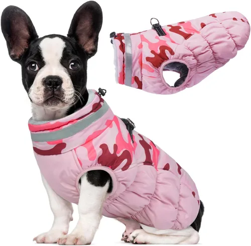 Miniatura 9 de Lelepet Abrigo cálido para perro, abrigo de invierno para perro, chaqueta impermeable para perros con arnés incorporado, chaleco reflectante
