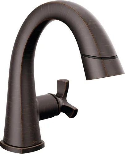 Delta Faucet Stryke Grifo de Baño con Rociador Extraíble, Grifo de Baño Extraíble, Grifo de Baño de Un Solo Orificio en Bronce Frotado con Aceite