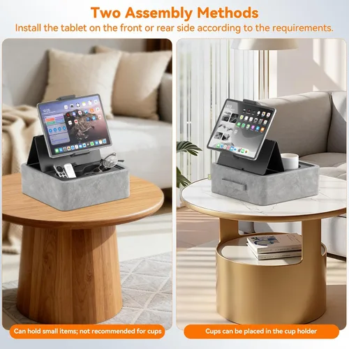 Miniatura 3 de KDD Soporte de almohada para tableta, soporte ajustable para iPad para cama, regazo y escritorio con dos portavasos y bandeja de almacenamiento