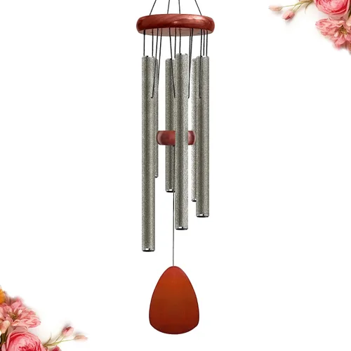 Miniatura 25 de Bursvik Campanilla de viento de 28 pulgadas, campanillas de viento decorativas en metal para exteriores, conmemorativas, regalo de recuerdo, Negro