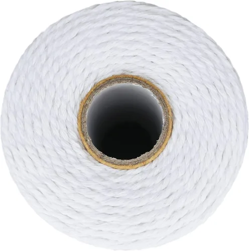 Miniatura 5 de Cuerda de cordel, 500 pies de algodón para carniceros de cocina, cuerda de cocina para manualidades, asar, envolver regalos, decoración de Blanco