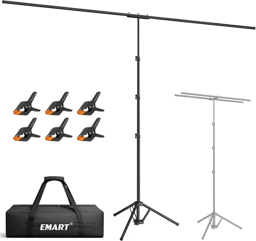 Miniatura 8 de EMART Kit de soporte de fondo portátil en forma de T de 8.5 x 5 pies con marco ajustable, 4 abrazaderas de resorte y bolsa de transporte