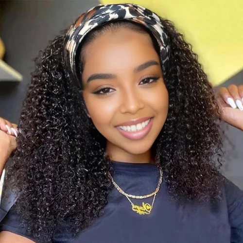 Miniatura 10 de Aiterina Peluca con Diadema de Cabello Humano Ombre con Mechas Rizado Peluca de Cabello Humano Pelugas con Diadema para Mujeres Negras Sin Encaje