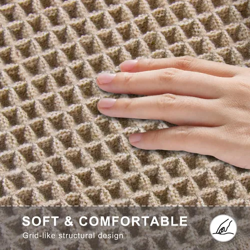 Miniatura 5 de Alfombras de baño de punto gofre, estilo bohemio, súper absorbente, antideslizante, lavable, ultra suave, con parte trasera de goma, tapetes de baño