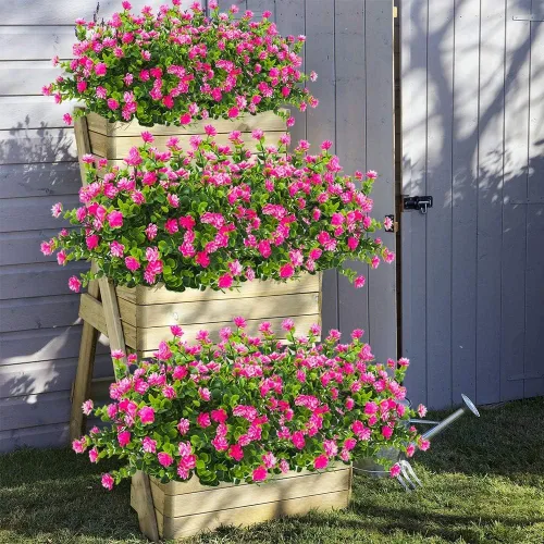 Miniatura 5 de 8 paquetes de flores artificiales para exteriores, mamás falsas resistentes a los rayos UV, plantas de plástico para interiores y exteriores