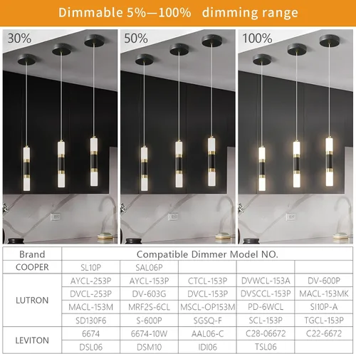 Miniatura 2 de Lámpara moderna para isla de cocina, regulable, luz LED negra, mini lámpara colgante para dormitorio, mesita de noche, color negro y dorado