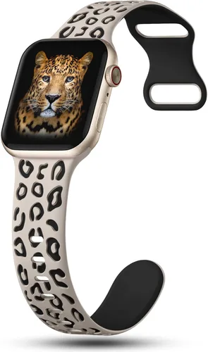 Miniatura 2 de CreateGreat Correas de leopardo grabadas compatibles con Apple Watch Band de 1.575 in 1.614 in 1.496 in 1.654 in 1.732 in 1.772 in 1.811 in 1.929 in