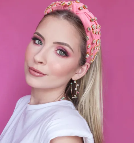 Miniatura 3 de Diadema anudada de cristal para mujer, diadema con nudo superior ancha, diadema de moda para mujer, accesorios para el cabello (rosa)