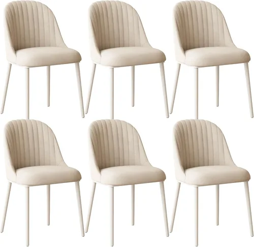 Miniatura 24 de Juego de 2 sillas de comedor color blanco crema, cómodas sillas de oficina con asiento y respaldo de alta elasticidad para sala de estar, Blanco