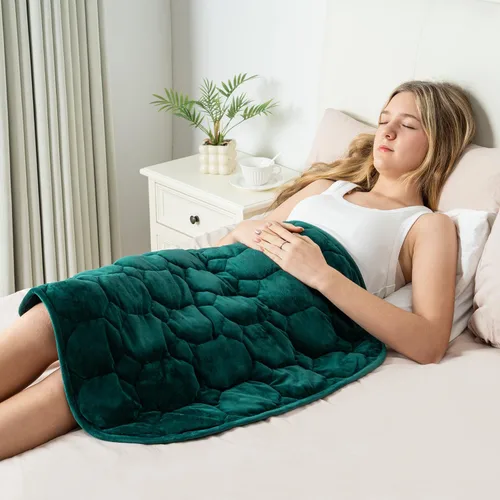 Miniatura 12 de Wemore Manta ponderada de regazo de 7 libras para adultos, manta pequeña con peso para viajes, calma, relajación, siesta y dormir, almohadilla