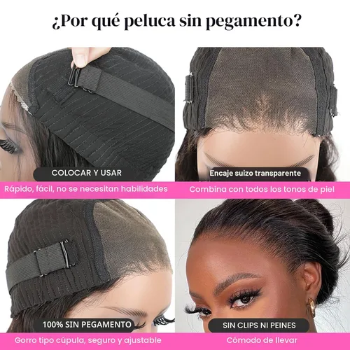 Miniatura 5 de Pelucas ISEE de llevar y usar sin pegamento, pelucas bob de cabello humano pre arrancadas, ondas de agua, con encaje frontal, pelucas de cabello