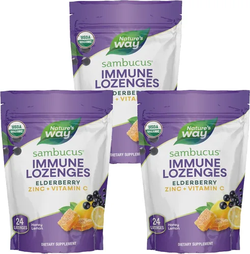Miniatura 10 de Nature's Way Sambucus Pastillas de zinc con saúco y vitamina C, sabor miel y limón, 24 pastillas