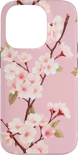 Funda rosa pastel con patrón Japanese Cherry Blossom Floral Flower para iPhone 14 Pro