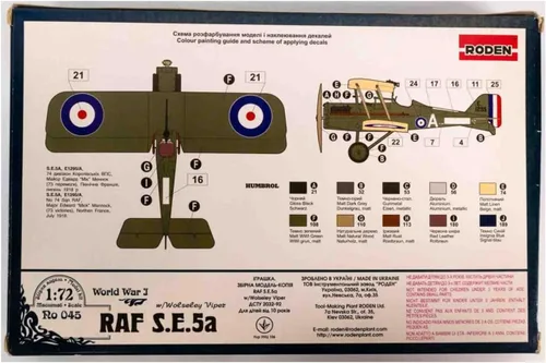 Miniatura 2 de Roden S.E.5A Wolsley Viper British Single Seat Fighter Kit modelo de avión