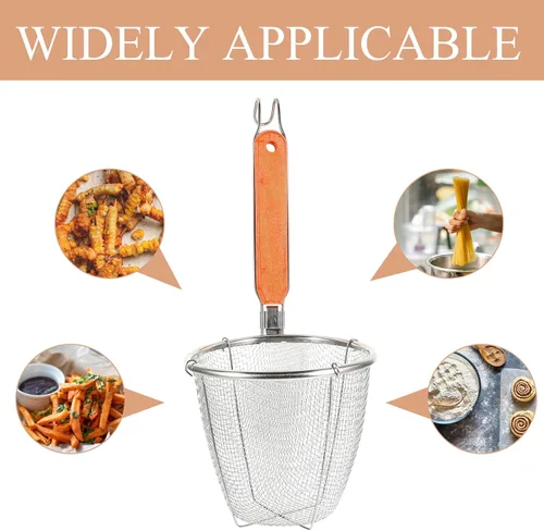 Miniatura 8 de Angoily - Canastas coladoras de fideos de 4 piezas con asa, coladores de pasta de malla para cocinar ramen y espagueti, coladores de cocina de acero