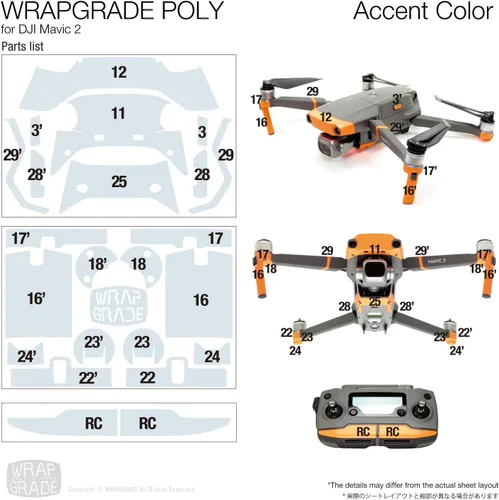 Miniatura 4 de Wrapgrade Poly Skin Compatible with DJI Mavic 2 Accent Color (Airforce Silver)