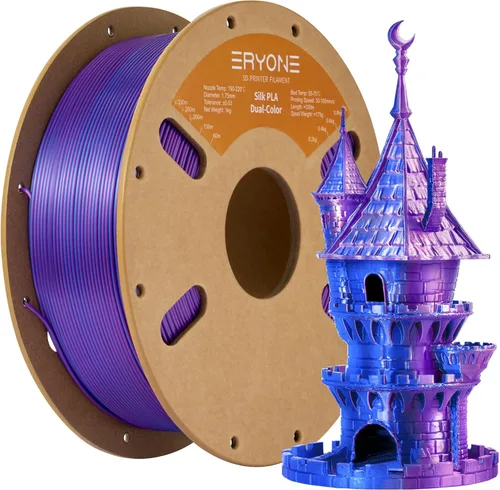 Miniatura 22 de ERYONE Filamento de ácido poliláctico (PLA) de seda bicolor para impresora 3D, de 1.75 mm +/- 0.03 mm, carrete de cartón de 1 kg (2.2 libras)