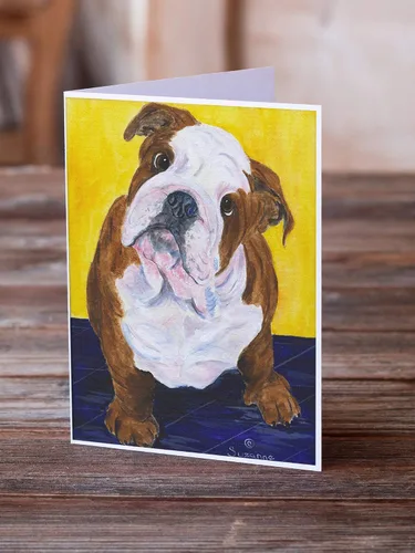 Miniatura 2 de Caroline's Treasures SS8415GCA7P - Tarjetas de felicitación y sobres de Bulldog Inglés (8 unidades, tamaño A7, 5 x 7 pulgadas), color blanco
