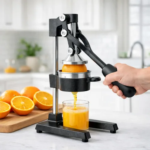 Miniatura 2 de Exprimidor manual de hierro fundido, resistente, fácil de limpiar, exprimidor profesional de cítricos, exprimidor de naranjas de acero inoxidable