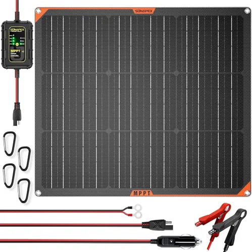 Miniatura 8 de SUNAPEX Mantenedor de cargador solar de goteo de 12 V y 20 vatios, cargador de batería solar impermeable, kit de panel solar, controlador de carga