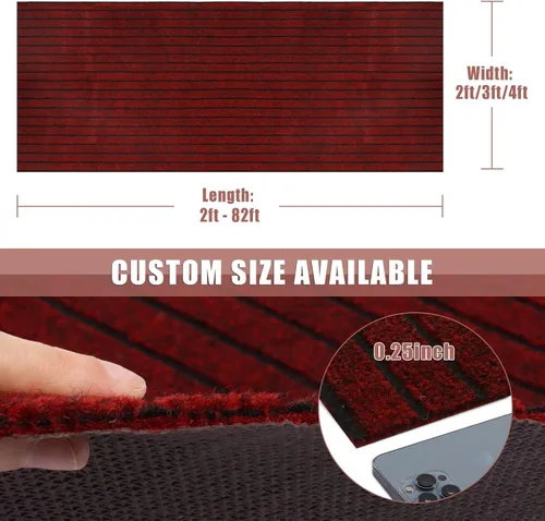 Miniatura 2 de Alfombra de pasillo de 2 x 6 pies para interiores y exteriores, perfil bajo, pasillo, cocina, patio, terraza, caravana, entrada, garaje, con Rayas